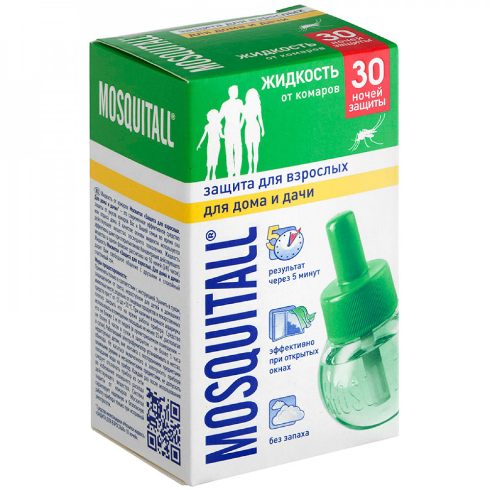 ЖИДКОСТЬ ОТ КОМАРОВ ТМ MOSQUITALL (МОСКИТОЛ), ЗАЩИТА ДЛЯ ВЗРОСЛЫХ ДЛЯ ДОМА И ДАЧИ, 30 НОЧЕЙ ЗАЩИТЫ