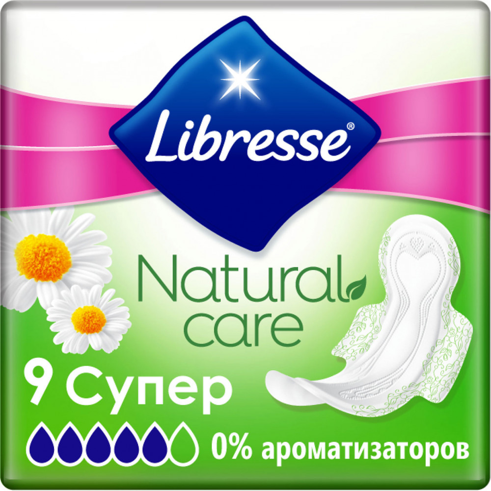 Гигиенические прокладки Libresse Natural Care Ultra Clip Super 7 мм 9 шт