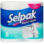 Туалетная бумага Selpak трехслойная Белая 8 рулонов