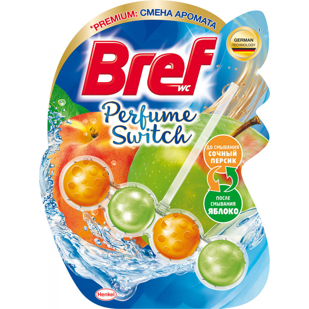 Туалетные блоки для унитаза Bref Смена аромата Персик-Яблоко 

