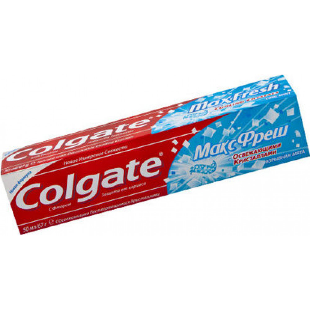 Зубная паста "Colgate МаксФреш" Взрывная Мята, с Освежающими Кристаллами, с фтором, 50мл.