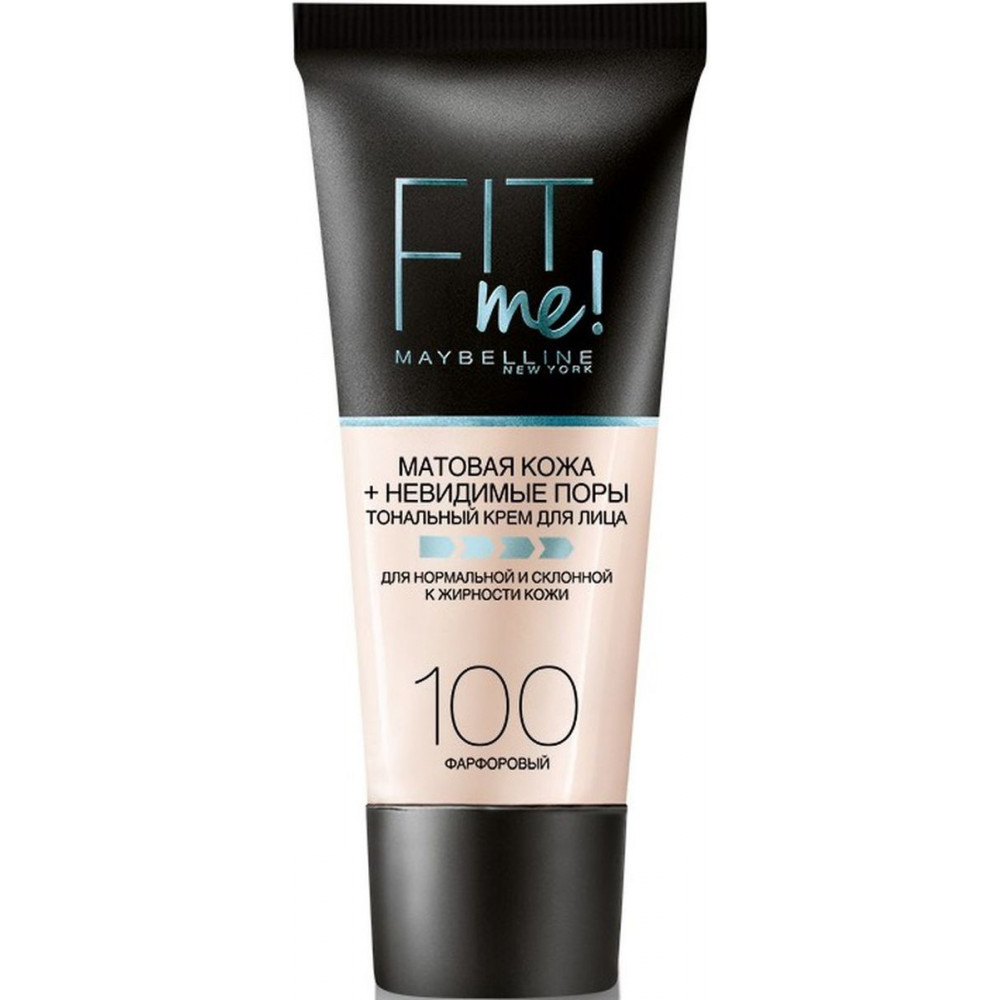 Maybelline New York Тональный крем для лица "Fit Me", матирующий, скрывающий поры, Оттенок 100, Фарфоровый, 30 мл