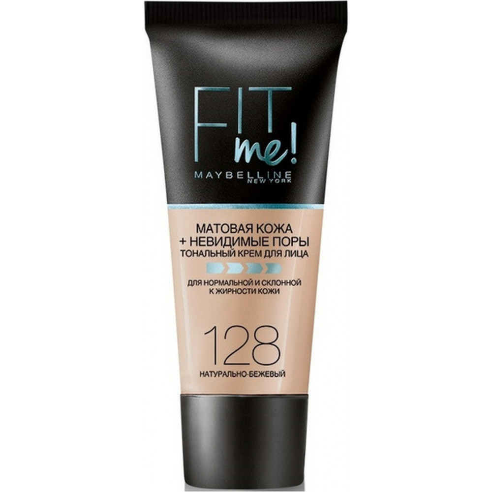 Maybelline New York Тональный крем для лица "Fit Me", матирующий, скрывающий поры, Оттенок 128, Натурально-Бежевый, 30 мл