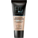 Maybelline New York Тональный крем для лица "Fit Me", матирующий, скрывающий поры, Оттенок 128, Натурально-Бежевый, 30 мл