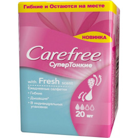 Carefree Салфетки супертонкие Fresh scent ароматизированные в индивидуальной упаковке, 20 шт