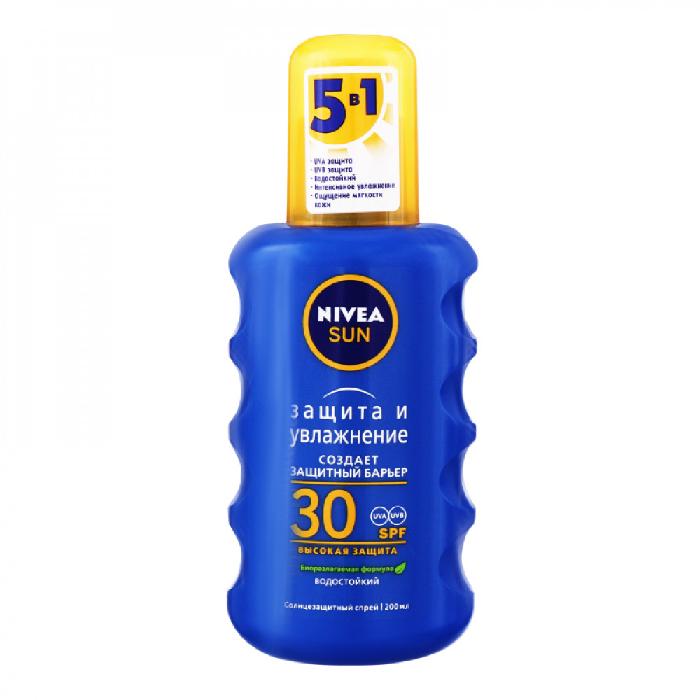 СПРЕЙ СОЛНЦЕЗАЩИТНЫЙ SPF30 ЗАЩИТА И УВЛАЖНЕНИЕ SUN NIVEA 200МЛ