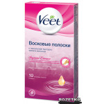 Восковые полоски для депиляции Veet с ароматом розы и эфирными маслами 10 шт
