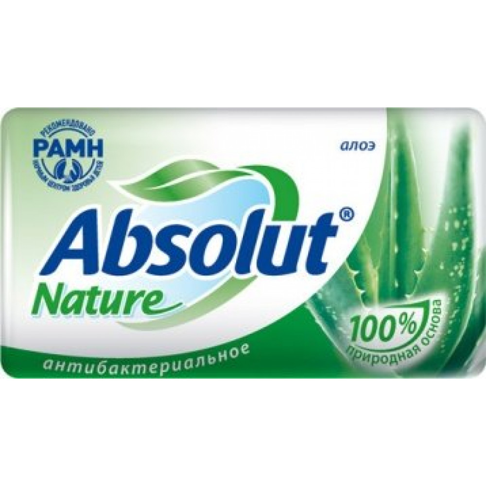 Антибактериальное туалетное мыло "Absolut" с экстрактом алоэ. Ординарное. 90 г.