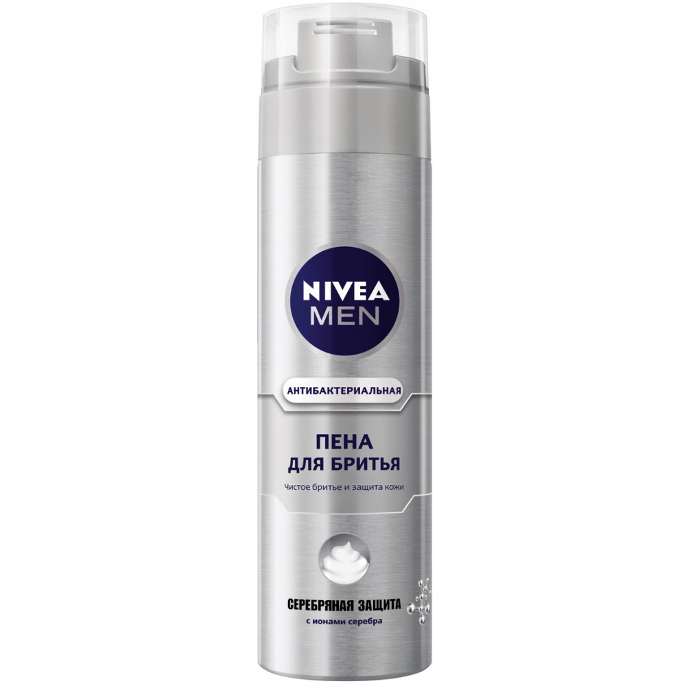 Пена для бритья Nivea Men Серебряная защита с ионами серебра 200 мл
