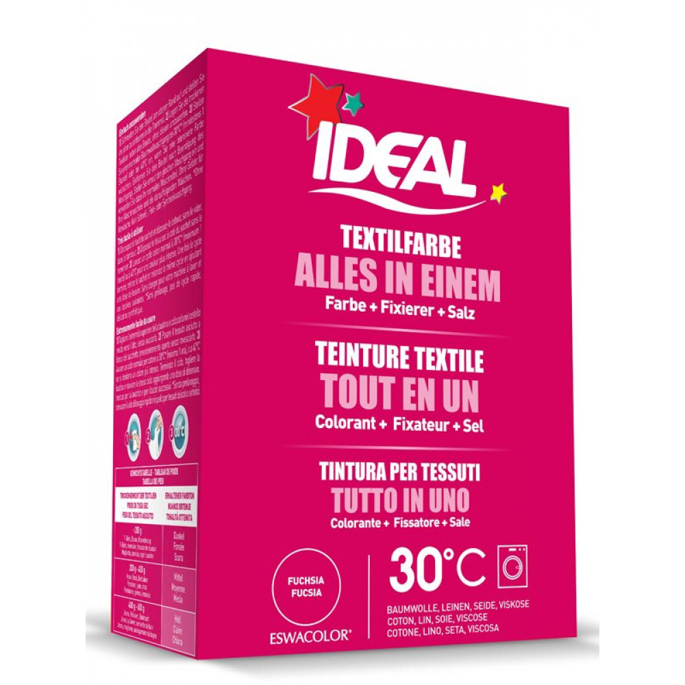 Ideal Текстильная краска Всё в одном для одежды и тканей Фуксия 230 гр