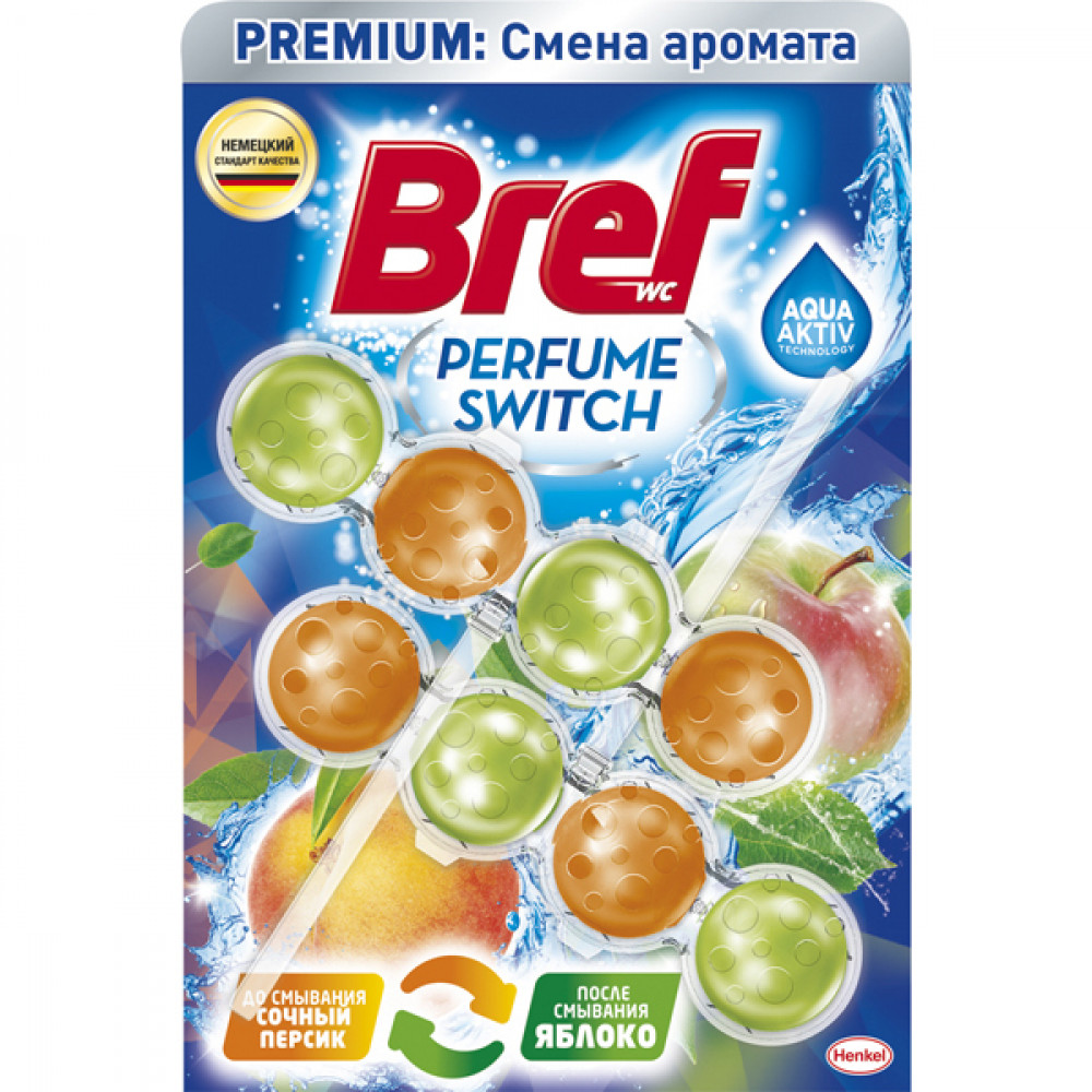 ТУАЛЕТНЫЙ БЛОК BREF PERFUME SWITCH ПЕРСИК - ЯБЛОКО, 2X50Г