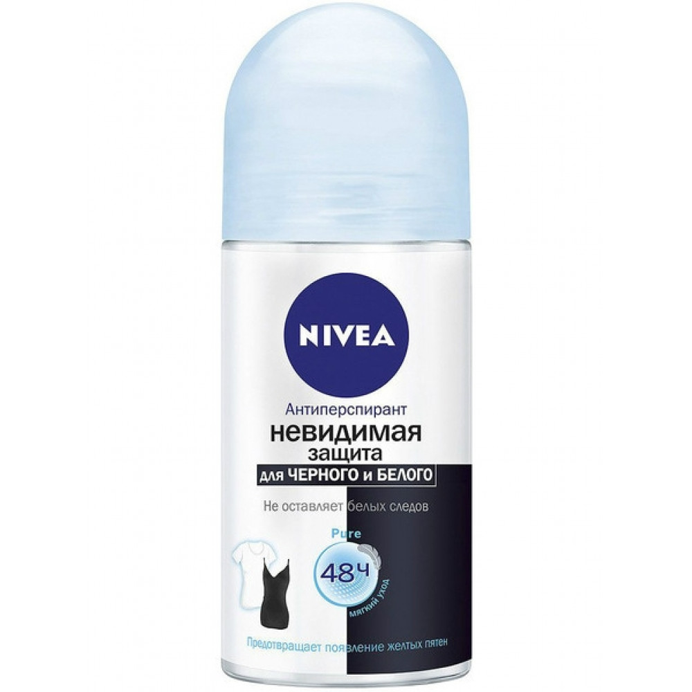 Дезодорант-антиперспирант шариковый Nivea Pure Невидимая защита для черного и белого 50 м