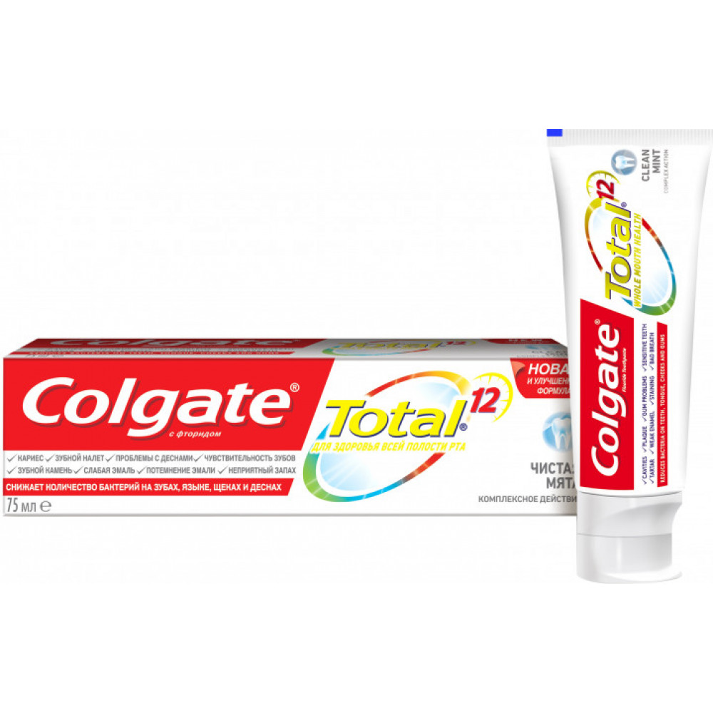 Комплексная зубная паста Colgate Total 12 Чистая мята Антибактериальная 75 мл
