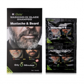 Уходовое средство для окрашивания бороды и усов Dexe Washing-in Black Shampoo, Mustache and Beard, 15 мл x 2